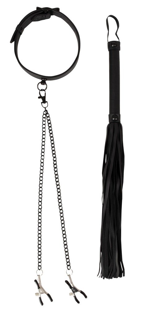 Halsfessel mit Nippelklemmen Bondage SeT